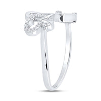 10K White Gold Diamond Butterfly Ring - 1/10 Carat Total Diamond Weight