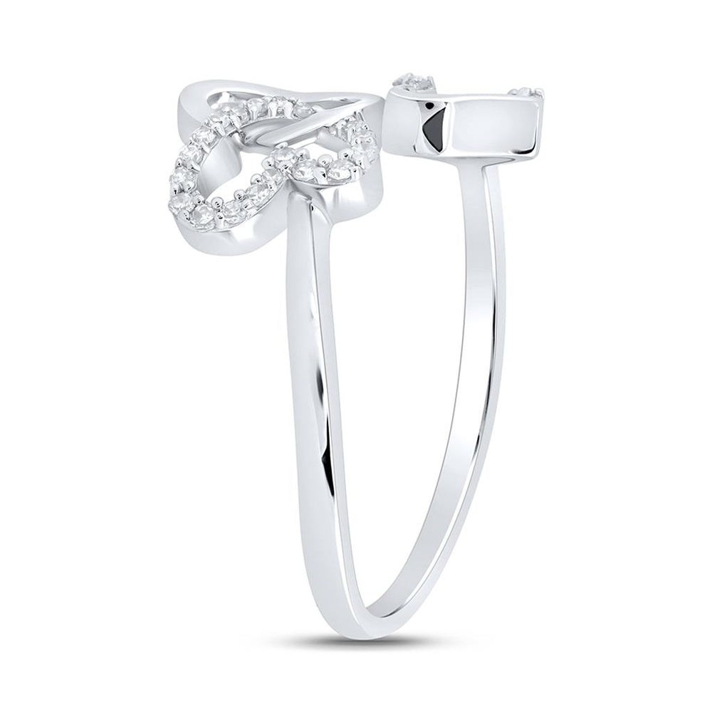10K White Gold Diamond Butterfly Ring - 1/10 Carat Total Diamond Weight