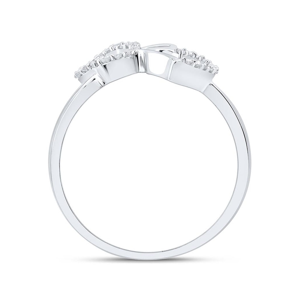 10K White Gold Diamond Butterfly Ring - 1/10 Carat Total Diamond Weight