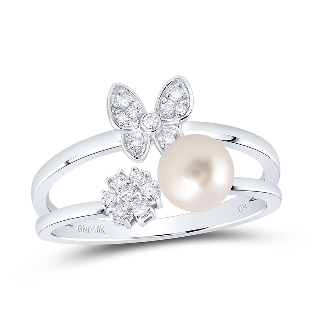 10K White Gold Diamond Butterfly Ring - 1 3/4 Carat Total Gemstone Weight