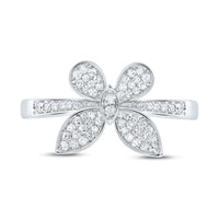 10K White Gold Diamond Butterfly Ring - 1/3 Carat Total Diamond Weight