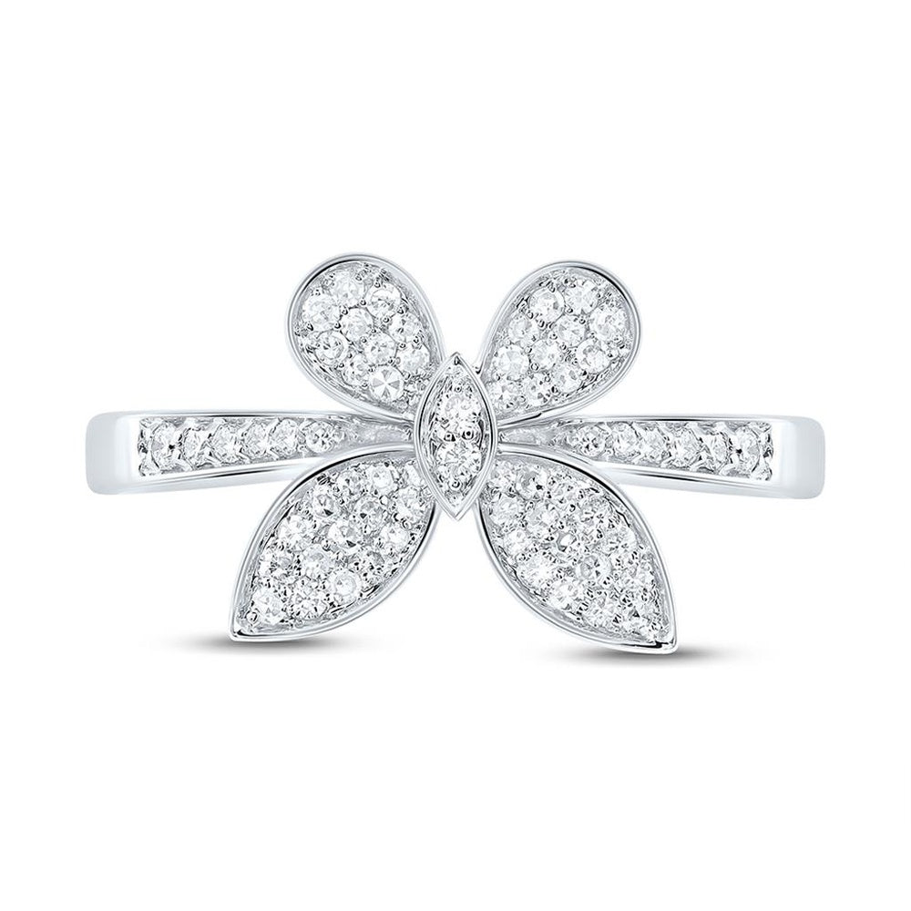 10K White Gold Diamond Butterfly Ring - 1/3 Carat Total Diamond Weight