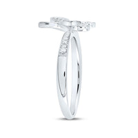 10K White Gold Diamond Butterfly Ring - 1/3 Carat Total Diamond Weight