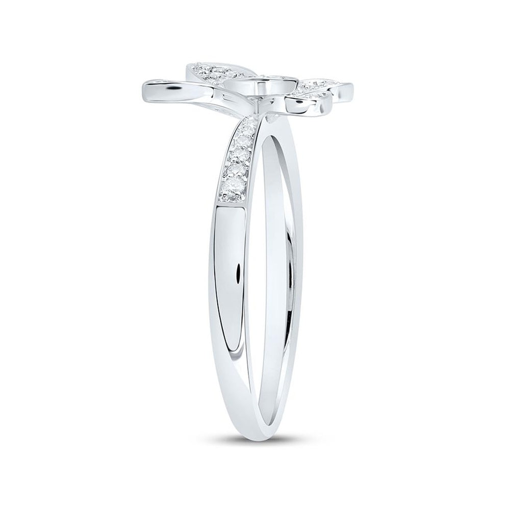 10K White Gold Diamond Butterfly Ring - 1/3 Carat Total Diamond Weight