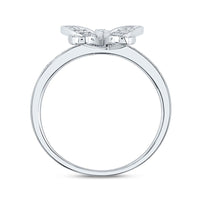 10K White Gold Diamond Butterfly Ring - 1/3 Carat Total Diamond Weight