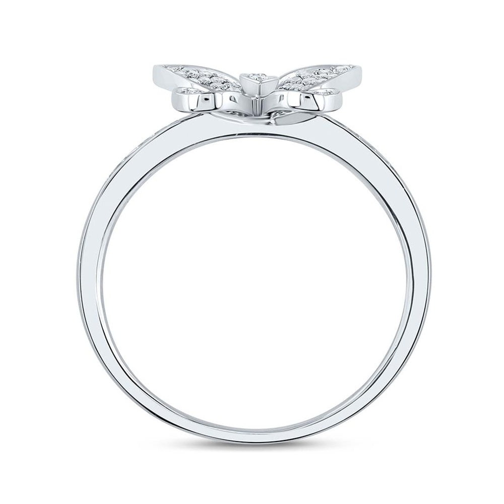 10K White Gold Diamond Butterfly Ring - 1/3 Carat Total Diamond Weight