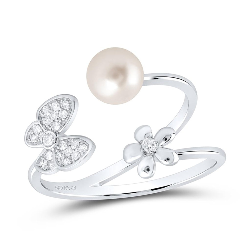 10K White Gold Diamond Butterfly Ring - 1 5/8 Carat Total Gemstone Weight