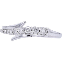 10K White Gold Diamond Bypass Ring with 0.25 Carat Total Diamond Weight