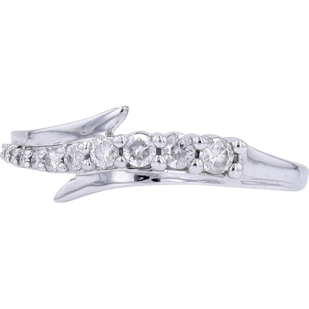 10K White Gold Diamond Bypass Ring with 0.25 Carat Total Diamond Weight