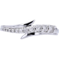 10K White Gold Diamond Bypass Ring with Round Brilliant Cut Diamonds - 0.25 Carat Total Diamond Weight