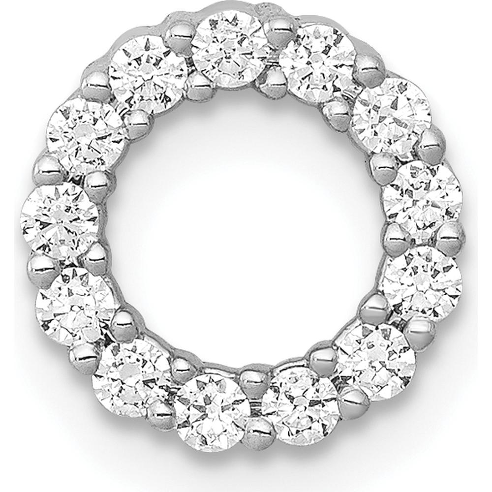 10K White Gold Diamond Circle Chain Slide Pendant - 1/4 Carat Total Diamond Weight by Oro Pregiato