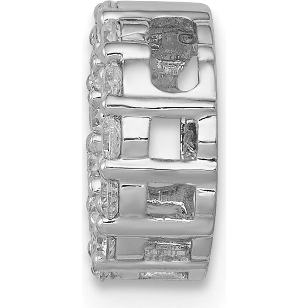 10K White Gold Diamond Circle Chain Slide Pendant - 1/4 Carat Total Diamond Weight by Oro Pregiato