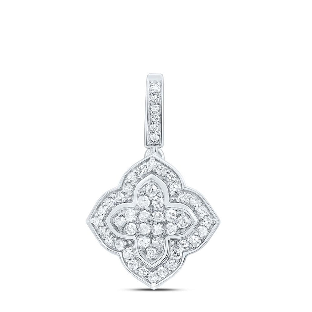 10K White Gold Diamond Clover Pendant - 1/4 Carat Total Diamond Weight
