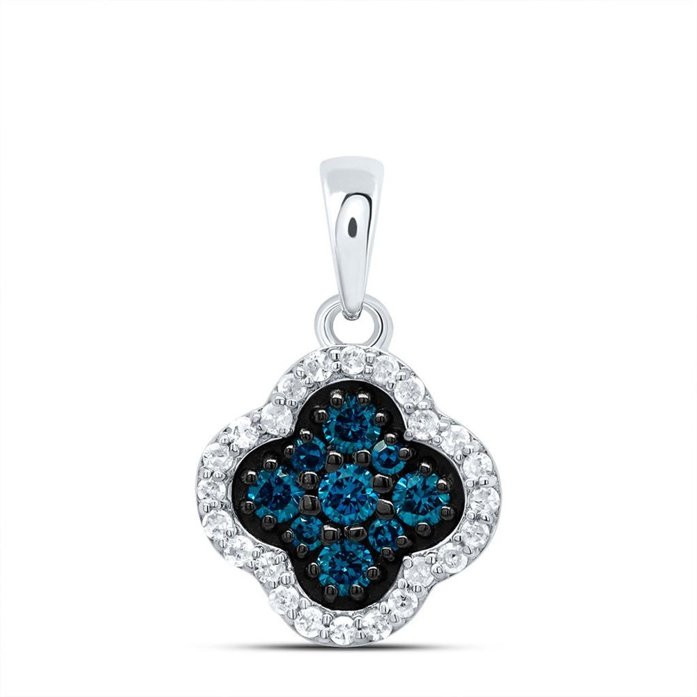 10K White Gold Diamond Clover Pendant - 1/4 Carat Total Diamond Weight