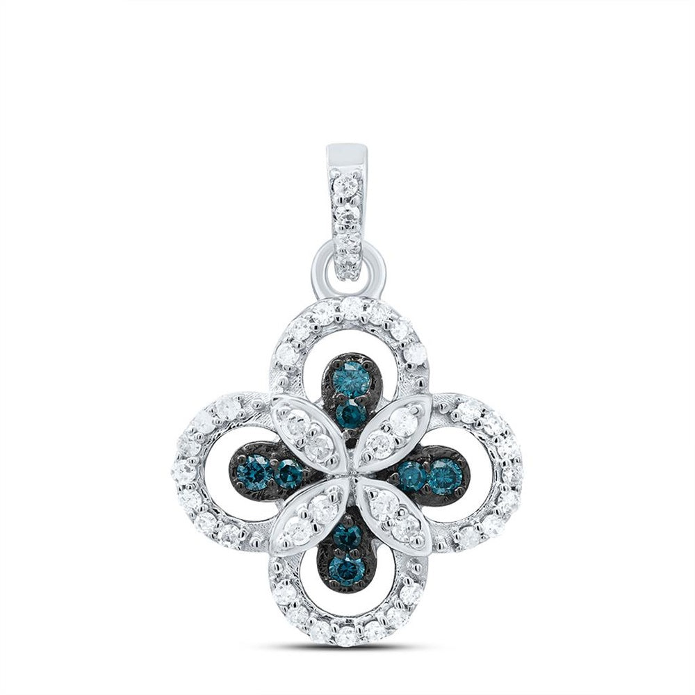 10K White Gold Diamond Clover Pendant - 1/4 Carat Total Diamond Weight