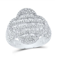 10K White Gold Diamond Clover Ring - 1 1/2 Carat Total Diamond Weight