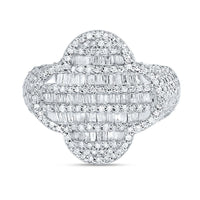 10K White Gold Diamond Clover Ring - 1 1/2 Carat Total Diamond Weight