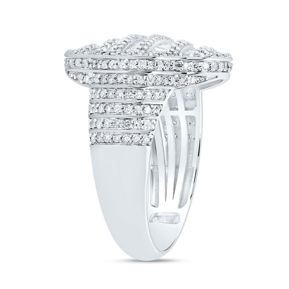 10K White Gold Diamond Clover Ring - 1 1/2 Carat Total Diamond Weight