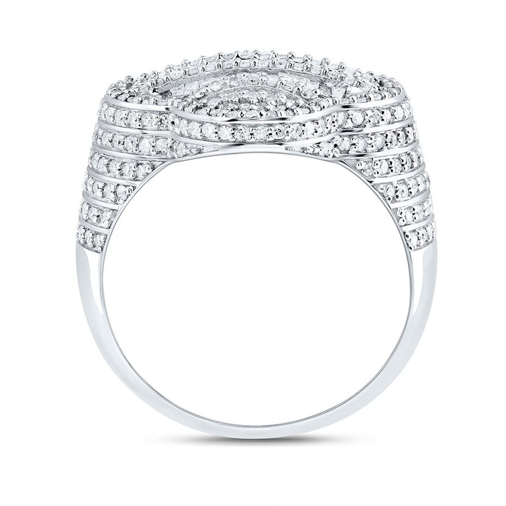 10K White Gold Diamond Clover Ring - 1 1/2 Carat Total Diamond Weight