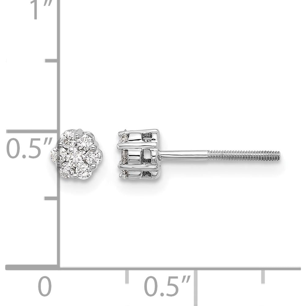 10K White Gold Diamond Cluster Post Earrings - 0.50 Carat Total Diamond Weight by Oro Pregiato