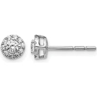 10K White Gold Diamond Cluster Post Earrings - 1.0 Carat Total Diamond Weight by Oro Pregiato
