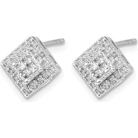 10K White Gold Diamond Cluster Post Earrings - 1.0 Carat Total Diamond Weight by Oro Pregiato