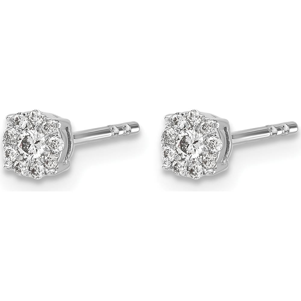 10K White Gold Diamond Cluster Post Earrings - 1.00 Carat Total Diamond Weight by Oro Pregiato