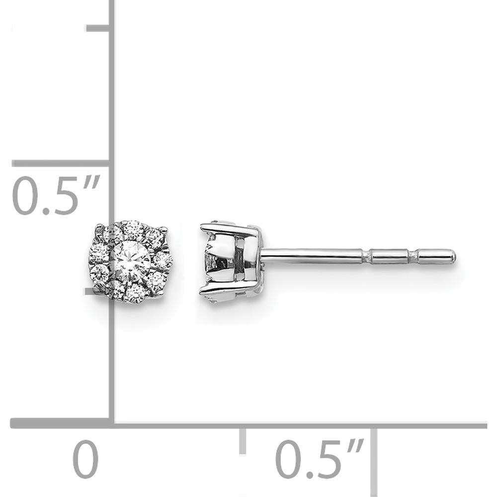 10K White Gold Diamond Cluster Post Earrings - 1.00 Carat Total Diamond Weight by Oro Pregiato