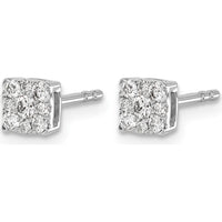 10K White Gold Diamond Cluster Post Earrings - 1.00 Carat Total Diamond Weight by Oro Pregiato
