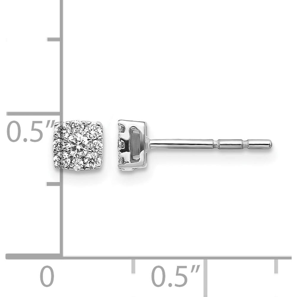 10K White Gold Diamond Cluster Post Earrings - 1.00 Carat Total Diamond Weight by Oro Pregiato