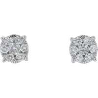 10K White Gold Diamond Cluster Stud Earrings - 0.33 Carat Total Diamond Weight