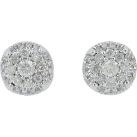 10K White Gold Diamond Cluster Stud Earrings - 0.50 Carat Total Diamond Weight