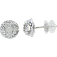 10K White Gold Diamond Cluster Stud Earrings - 0.50 Carat Total Diamond Weight