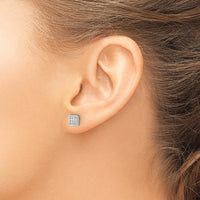 10K White Gold Diamond Cluster Stud Earrings - 0.50 Carat Total Diamond Weight by Oro Pregiato