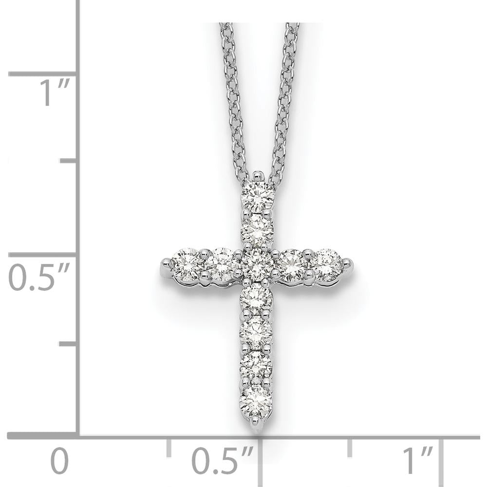 10K White Gold Diamond Cross Necklace with Rhodium Plating - 0.25 Carat Total Diamond Weight by Oro Pregiato