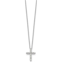 10K White Gold Diamond Cross Necklace with Rhodium Plating - 0.25 Carat Total Diamond Weight by Oro Pregiato