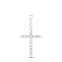 10K White Gold Diamond Cross Pendant - 1/2 Carat Total Diamond Weight