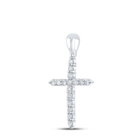 10K White Gold Diamond Cross Pendant - 1/2 Carat Total Diamond Weight