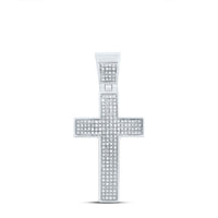 10K White Gold Diamond Cross Pendant - 1/2 Carat Total Diamond Weight