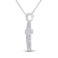 10K White Gold Diamond Cross Pendant - 1/2 Carat Total Diamond Weight