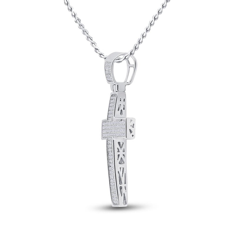 10K White Gold Diamond Cross Pendant - 1/2 Carat Total Diamond Weight