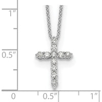 10K White Gold Diamond Cross Pendant Necklace - 0.25 Carat Total Diamond Weight by Oro Pregiato