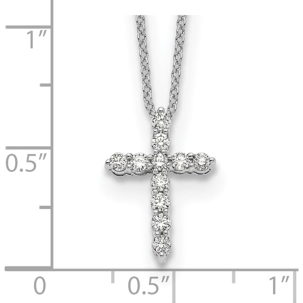 10K White Gold Diamond Cross Pendant Necklace - 0.25 Carat Total Diamond Weight by Oro Pregiato