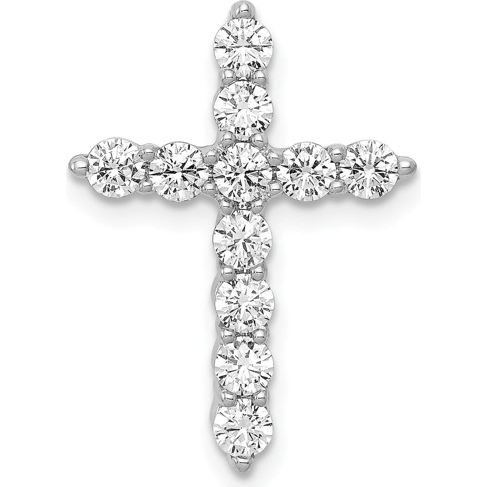 10K White Gold Diamond Cross Pendant Slide with 3/4 Carat Total Diamond Weight by Oro Pregiato
