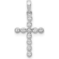 10K White Gold Diamond Cross Pendant with 1/10 Carat. Diamond Total Weight by Oro Pregiato