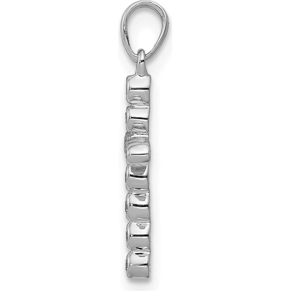 10K White Gold Diamond Cross Pendant with 1/10 Carat. Diamond Total Weight by Oro Pregiato
