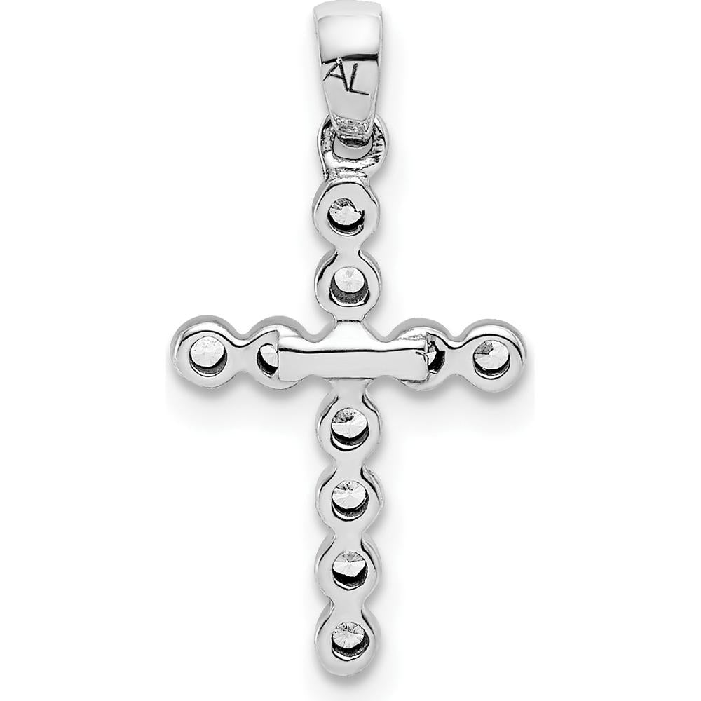 10K White Gold Diamond Cross Pendant with 1/10 Carat. Diamond Total Weight by Oro Pregiato