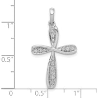 10K White Gold Diamond Cross Pendant with 1/15 Carat Total Diamond Weight by Oro Pregiato