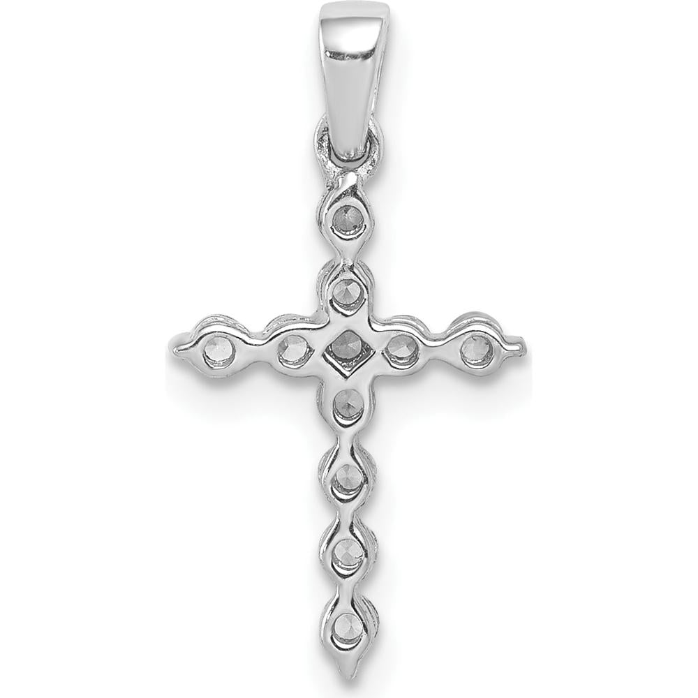 10K White Gold Diamond Cross Pendant with 1/4 Carat Total Diamond Weight by Oro Pregiato