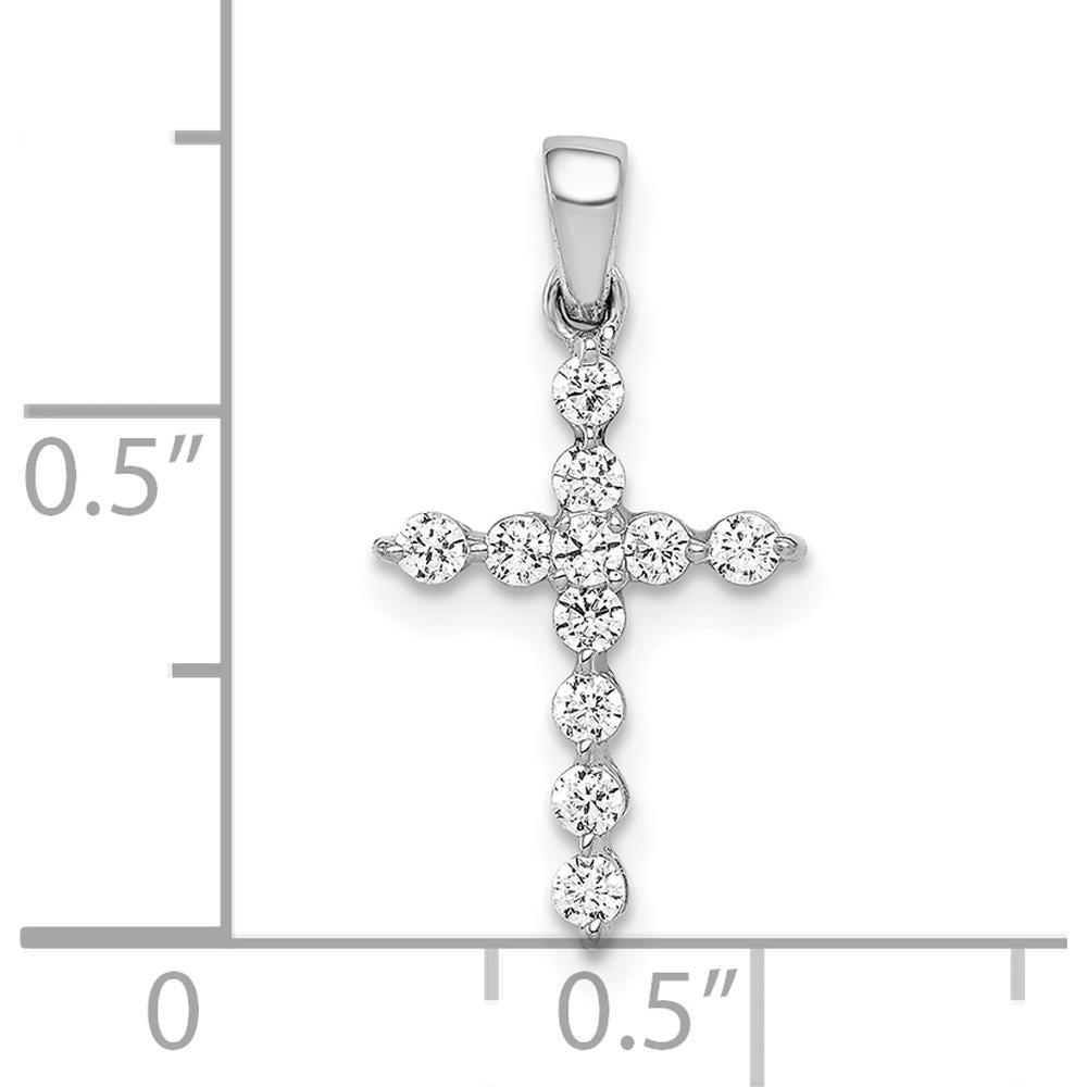 10K White Gold Diamond Cross Pendant with 1/4 Carat Total Diamond Weight by Oro Pregiato